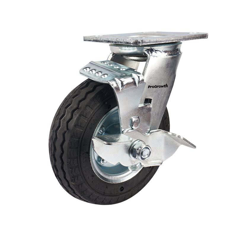 6 Inch Rubber Inflatable Wheel Plate Galvanized Caster