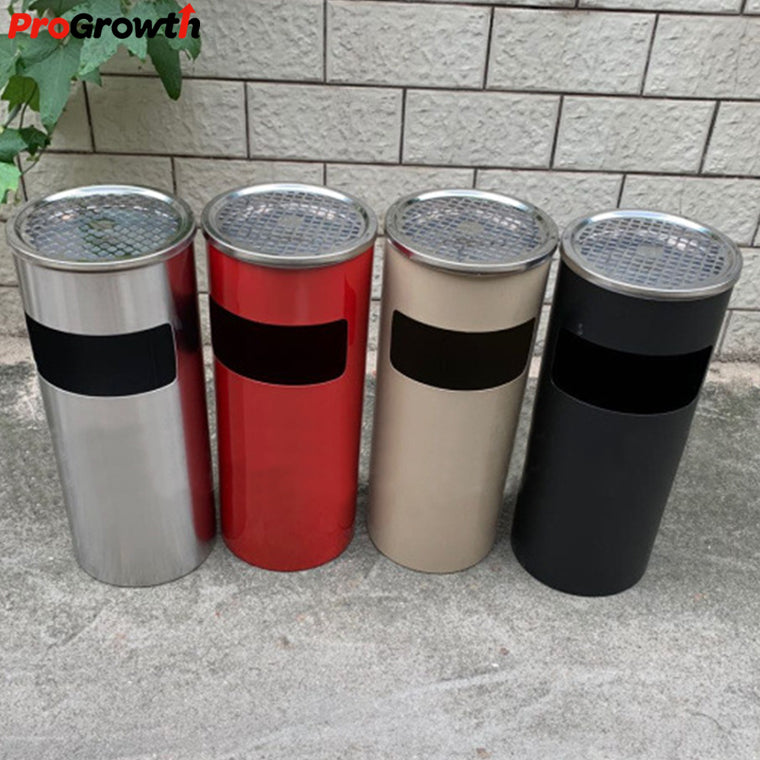 Cylindrical stainless steel trash can - ST00018