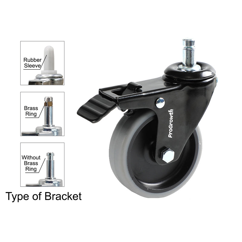 3 Inch TPE Wheel Stem Swivel Brake Caster