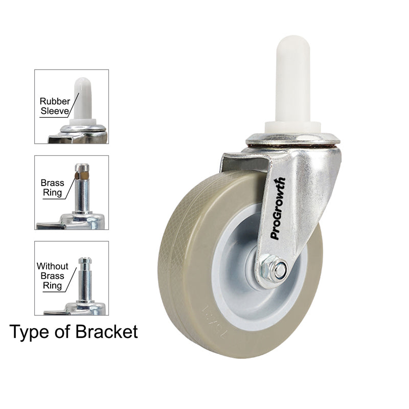 3 Inch PVC Wheel Metal Bracket Stem Swivel Caster