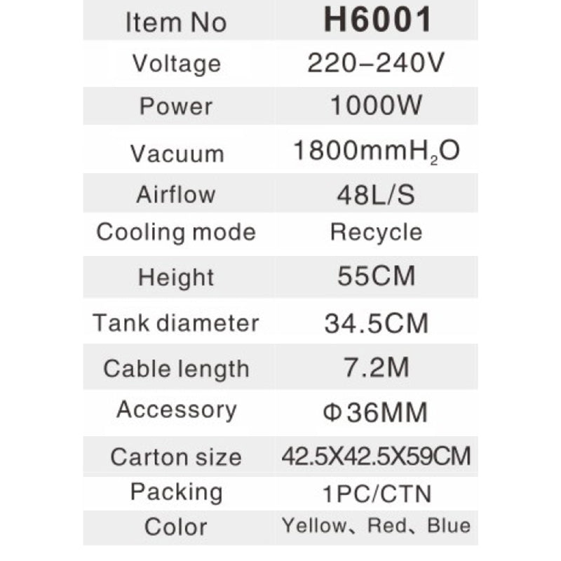15L Wet&dry vacuum cleaner - H6001