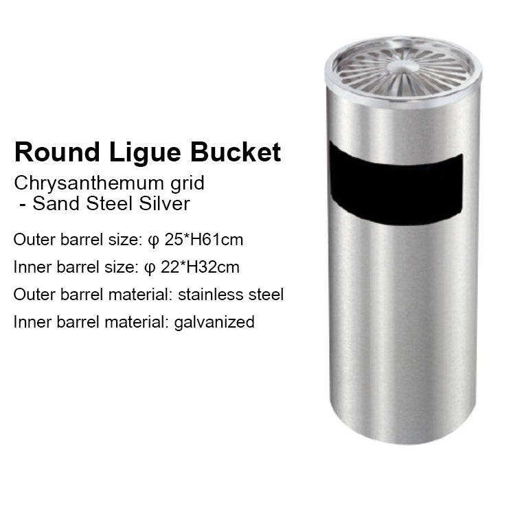 Cylindrical stainless steel trash can - ST00018