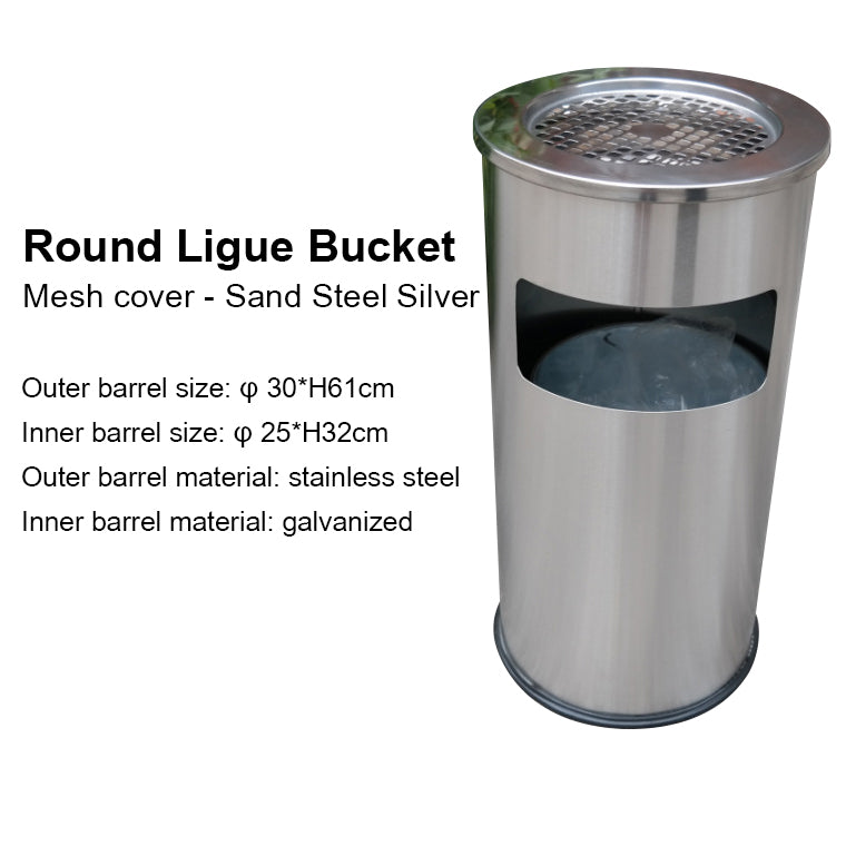 Cylindrical stainless steel trash can - ST00018