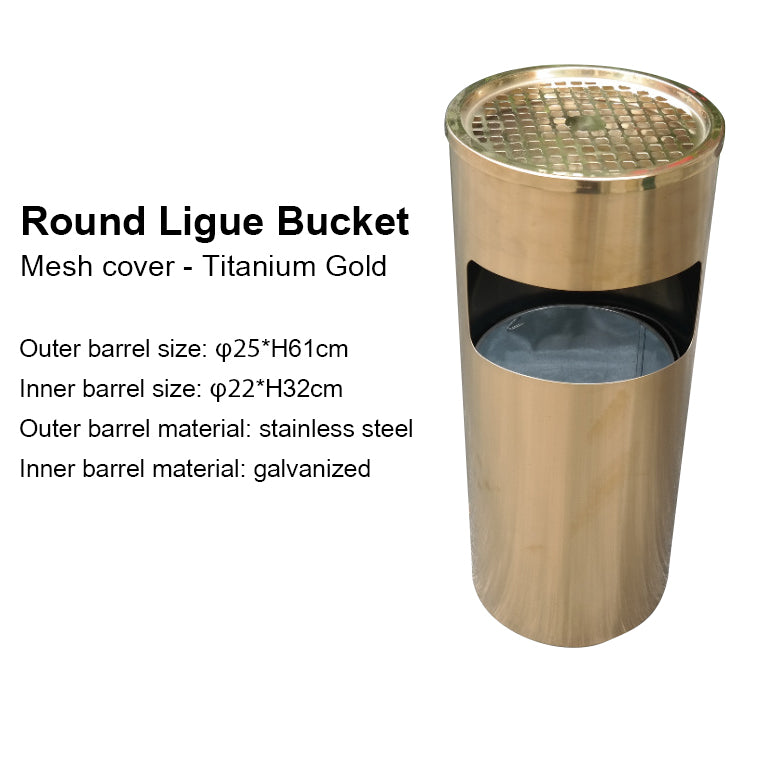 Cylindrical stainless steel trash can - ST00018